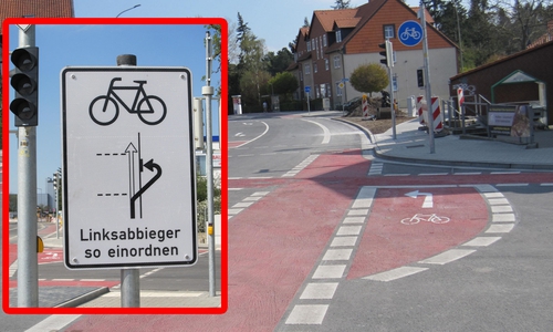 Radfahrer können nun direkt oder indirekt links abbiegen.