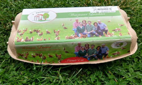 Die Verpackung verspricht Eier aus Watzum.