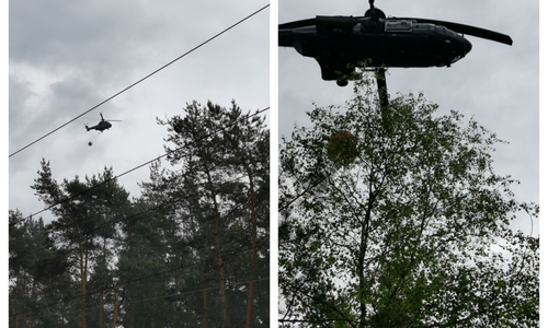 Der Hubschrauber der Bundespolizei löschte die Brände aus der Luft.