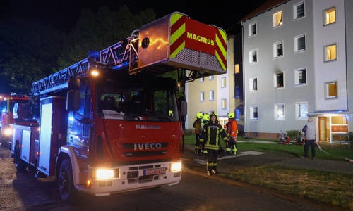 Zur Sicherheit war auch die Drehleiter vor Ort.