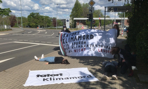 Die Aktivisten demonstrierten vor dem Werkstor in Sandkamp.