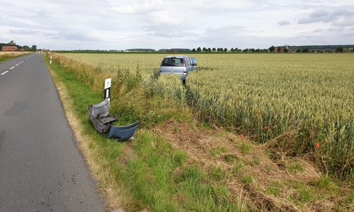 Das Auto kam in einem Kornfeld zum Stehen.
