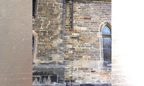 Die Kirche mit den fehlenden Kupferrohren.