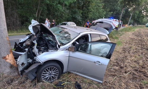 Die Front des Fahrzeugs wurde völlig zerstört. 