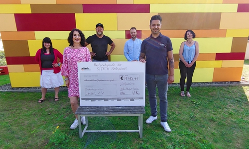 v.l.n.r.: Anika Kalisch (stellvertretende Kitaleitung), Clarissa Henning (Kitaleitung), Erich Pufal (SITECH Betriebsrat), Marc Schulze (SITECH Personalabteilung), Francesco Lubino (SITECH Betriebsrat) und Susanne Grohnke (Kita Kilindum). 
