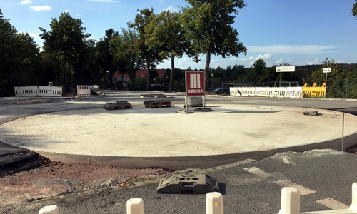 Der derzeitige Bauzustand des Kreisels am Magdeburger Berg. 