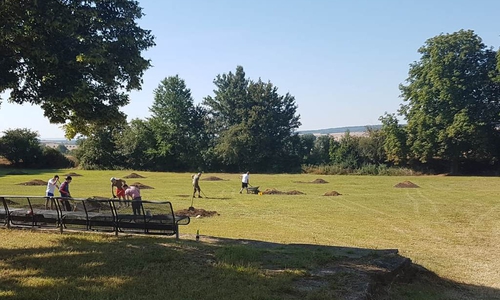 Es gab viel zu tun, um den Sportplatz wieder herzurichten.