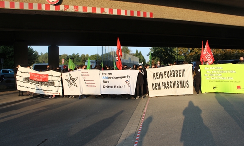 Demonstrierende blockieren bei einem vergangenen AfD-Parteitag die Zufahrt zur Milleniumhalle. (Archivbild)