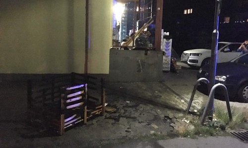 Diese Kunststoffpalette hatte gebrannt.