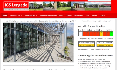 Screenshot der Internetseite der IGS Lengede