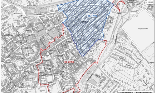 Gebietsabgrenzungen zur Erweiterung des Sanierungsbeirates „Altstadt – östlicher Teil“.