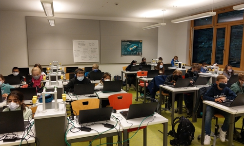 Die Klasse 5c während der online-Diagnose im Fach Deutsch.