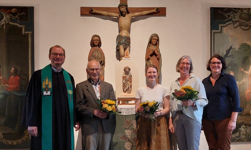v.l.n.r. Martin Cachej, Henning Barnstorf, Alice Orthmann, Dipl.-Rest. Ina Birkenbeul (HAWK Hildesheim), Eva Isenberg.