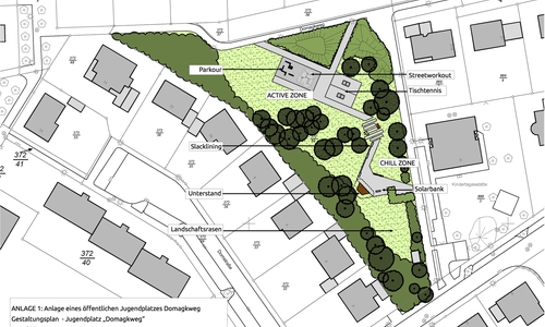 Der Plan für den neuen Jugendplatz aus der Ratsvorlage.
