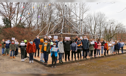 Die Kinder der Leibniz-Realschule sagen Danke. 