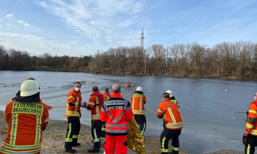 Die Feuerwehr rettete einen Hund aus dem eiskalten Heidbergsee.
