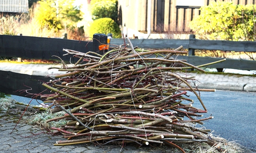 Der Baum- und Strauchschnitt sollte am Abfuhrtag sicher gebündelt am Straßenrand platziert werden.