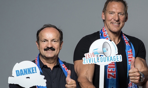 Gladiator“ Ralf Moeller wirbt mit Günter Koschig für Zivilcourage und mehr Opferschutz 