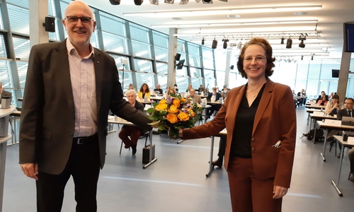 Die neue Erste Verbandsrätin Anna Weyde mit dem Verbandsvorsitzenden Detlef Tanke. 