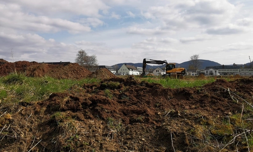 Dioxinbelastete Erde am Görgweg. Noch im unabgedeckten Zustand vor dem 4. Mai. 