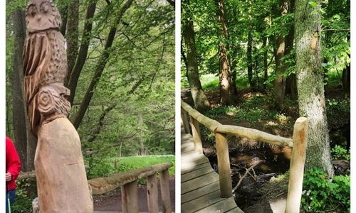 Die Brücke im Hasselbachtal mit und ohne Holz-Eule.