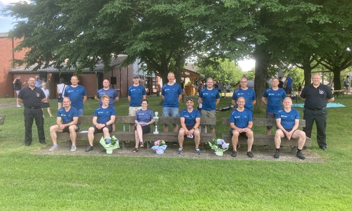  Marcus Spiller mit dem Team der Wachabteilung 3 und Arne Sicks .