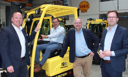 Holger Bormann, Marc Angerstein und Dr. Adrian Haack stellten heute das Wirtschaftskonzept der CDU in den Räumen der GS-Gabelstapler Service GmbH vor. Torsten Franke, Geschäftsführender Gesellschafter der GS-Gabelstapler Service GmbH, führte seine Stapler vor.