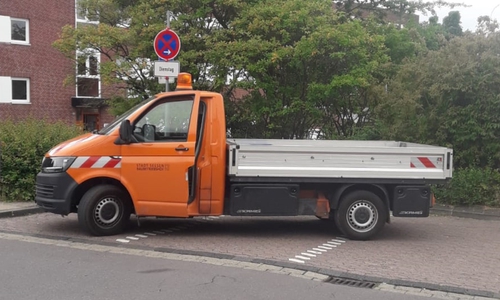 Der gestohlene Transporter des städtischen Bauhofs. 