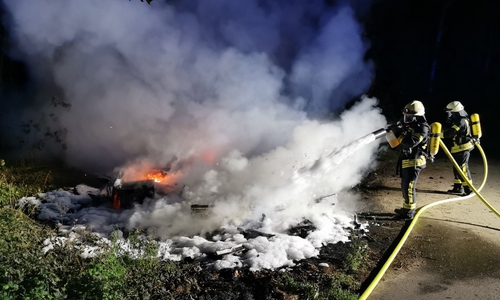 Das Love-Mobil brannte komplett ab.