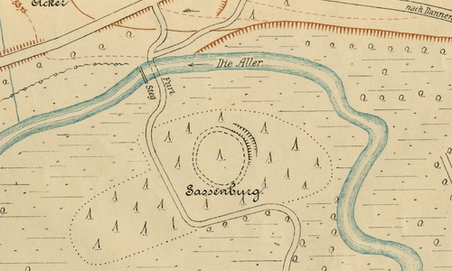Planaufnahme der Sassenburg durch Carl Schuchardt aus den Jahren 1903/1904.
