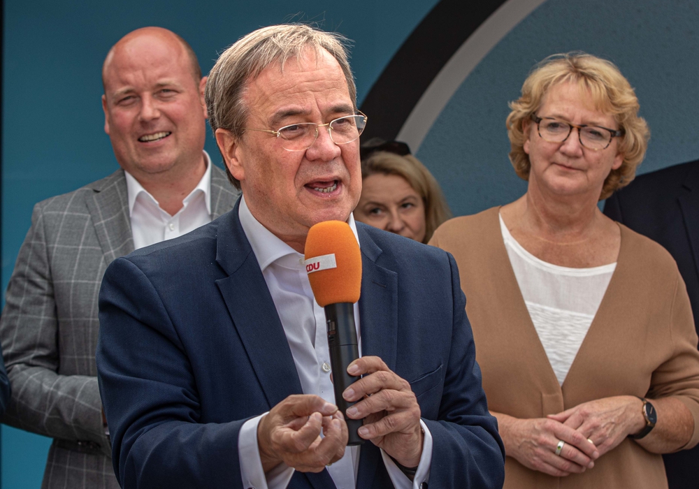 Der CDU-Bundesvorsitzende Armin Laschet hält die Rede zum 70. Jubiläum des ersten Bundesparteitages der CDU in Goslar. 