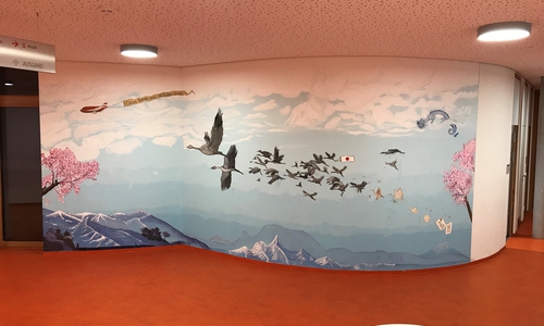 Das Wandbild zur deutsch-japanischen Freundschaft. 