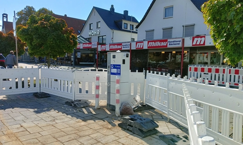 Im Aufbau: Ladesäule am Saarplatz in Lehndorf.