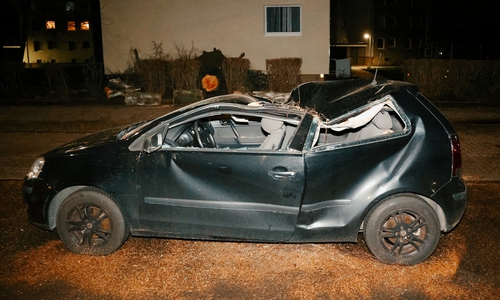Ein Baum ist auf einen Wagen in der Albert Schweitzer Straße in Lebenstedt gekracht. 