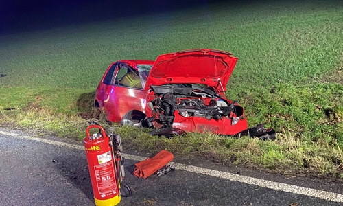 Das Auto kam von der Fahrbahn ab und landete im Graben.