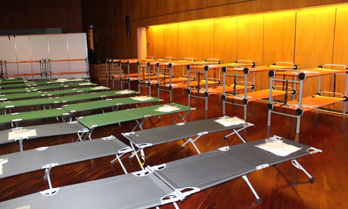 Die Betten in der Stadthalle waren am Wochenende schnell gefüllt.