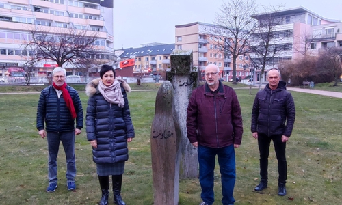 Walter Fink (SPD-Presse und Öffentlichkeit), Landtagsabgeordnete Immacolata Glosemeyer (SPD-Unterbezirksvorsitzende), Erich Schubert (SPD-Ortsvereinsvorsitzender) und Marcus Musiol (stellvertretender SPD-Ortsvereinsvorsitzender) (v. li.).