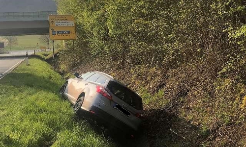 Nach einem Schwächeanfall ist der Fahrer dieses Autos im Graben gelandet.