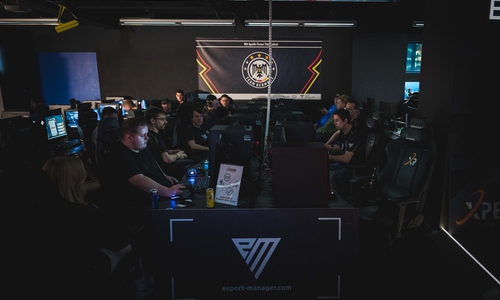 Die deutsche Mannschaft bei einem Spiel.