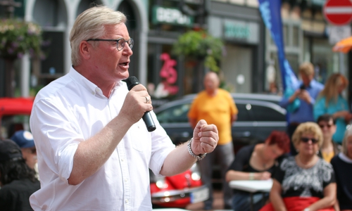 Wirtshcaftsminister Dr. Bernd Althusmann bei einem Wahlkampftermin am 8. Juni 2022 in Wolfenbüttel