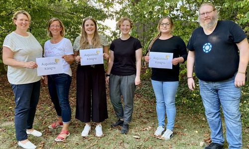 Einige Akteurinnen und Akteure des Stadtteilnetzwerkes West (v. l.): Corinna Brudz (Kita St. Johannis), Swantje Strauß (Wilhelm-Raabe-Grundschule), Jana Umlauft und Marleen Wagener (beide Stadtteiltreff „Auguststadt“, Landkreis Wolfenbüttel), Sarah Eser und Matthias Bosse (beide Wohnanlage Am Schützenplatz, Stadt Wolfenbüttel).