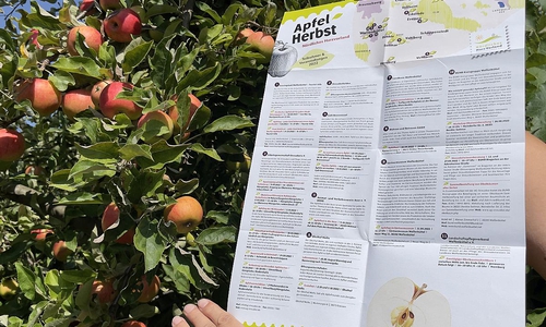 Ein Flyer informiert über die Veranstaltungen zum "Apfelherbst".