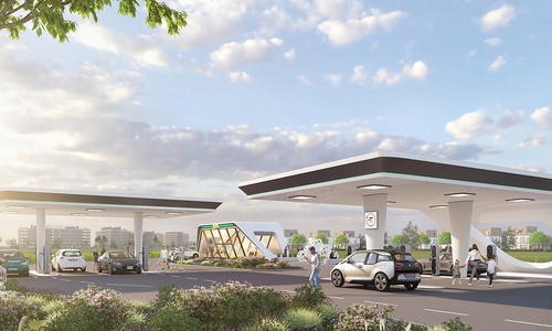 So könnte eine Schnellladetankstelle in Wolfsburg aussehen.