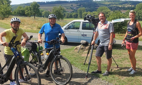 Auf dem Weser-Harz-Heide Radfernweg v.l. Peter Jagla, Thomas Kempernolte, Jörg Teiwes und Friederike Castenow.