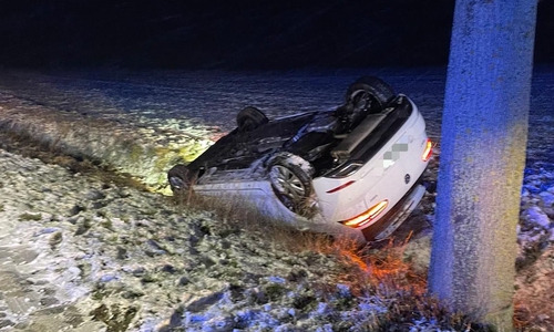 Der Wagen blieb auf dem Dach liegen.