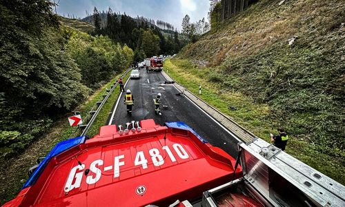 Die Feuerwehr an der Einsatzstellte.