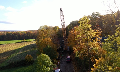Der Seilbagger im Einsatz auf der Burgbergstraße oberhalb von Salzgitter-Lichtenberg.