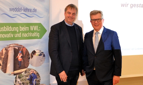 WWL-Verbandsvorsteher Detlef Kaatz und WWL-Geschäftsführer Ralf Johannes bei der Verbandsversammlung des WWL in Braunschweig.