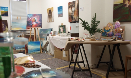 Blick zum Advent im Atelier.
