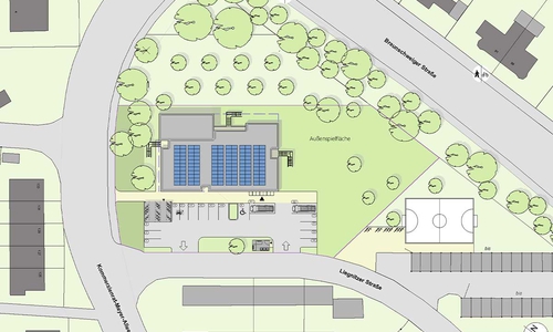 An der Braunschweiger Straße, Ecke Kommerzienrat-Meyer-Allee entsteht für die neue Kita Igel ein modernes und energieeffizientes Gebäude.